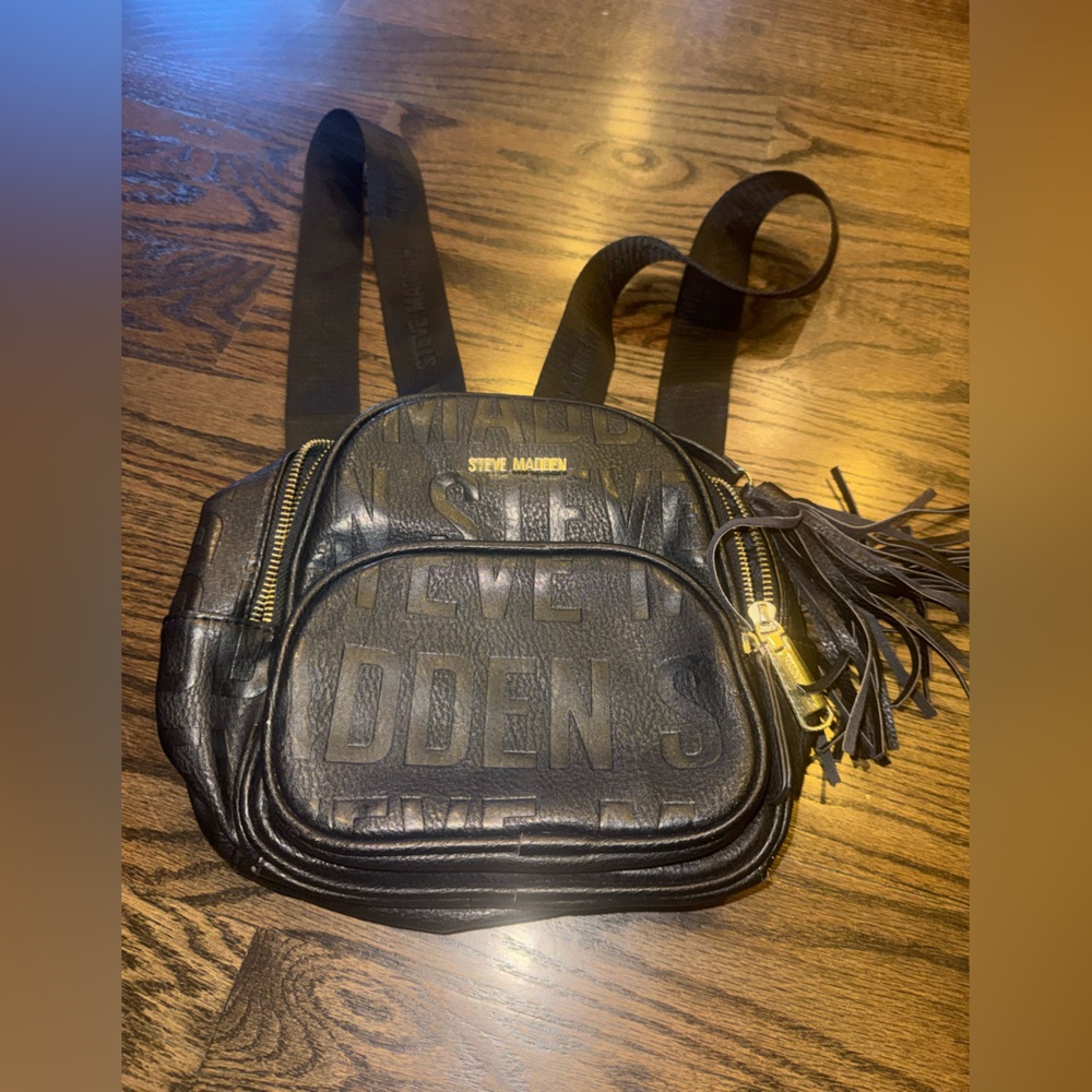Steve Madden Black and Gold Accent Backpack